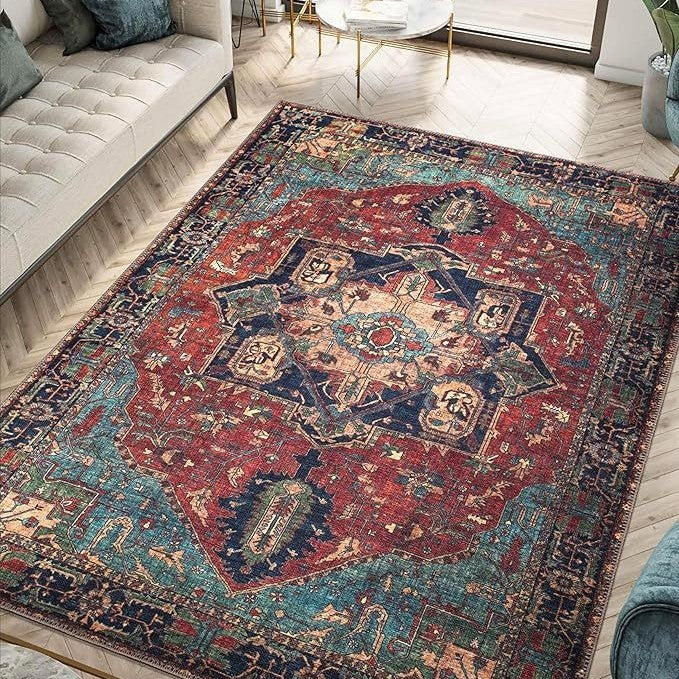 HKM-014355 Bohemian Ethnic Geometric Pattern Crystal Velvet Carpet in Various Sizes