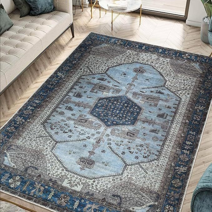HKM-014355 Bohemian Ethnic Geometric Pattern Crystal Velvet Carpet in Various Sizes