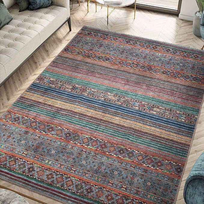 HKM-014355 Bohemian Ethnic Geometric Pattern Crystal Velvet Carpet in Various Sizes