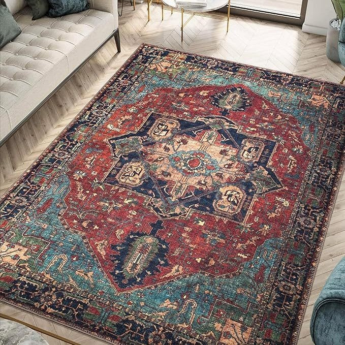 HKM-014355 Bohemian Ethnic Geometric Pattern Crystal Velvet Carpet in Various Sizes