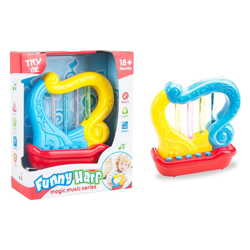Electric Baby Cartoon Musical Harp Toy with Lights for Early Learning