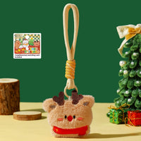 HKM-014419 Festive Plush Christmas Garland Pendant Keychain – Santa, Snowman, Elf & More
