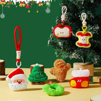 HKM-014419 Festive Plush Christmas Garland Pendant Keychain – Santa, Snowman, Elf & More