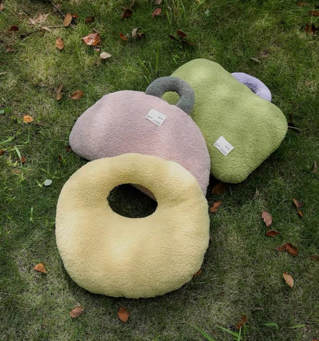 HKM-014419 Personality Plush Backrest Pillow in Briefcase, Dumpling Bag, and Round Bag Shapes