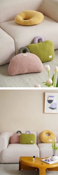 HKM-014419 Personality Plush Backrest Pillow in Briefcase, Dumpling Bag, and Round Bag Shapes
