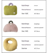 HKM-014419 Personality Plush Backrest Pillow in Briefcase, Dumpling Bag, and Round Bag Shapes
