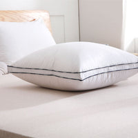 HKM-014611 Luxury Goose Down Feather Pillow Cushion - Soft Cotton Cover, Comfortable Support