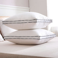 HKM-014611 Luxury Goose Down Feather Pillow Cushion - Soft Cotton Cover, Comfortable Support