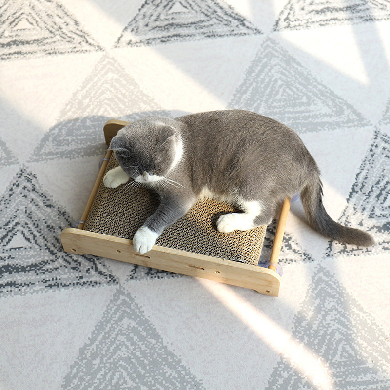 HKM-014611 Suction Cup Vertical Corrugated Paper Cat Scratcher - Durable Sofa Protector