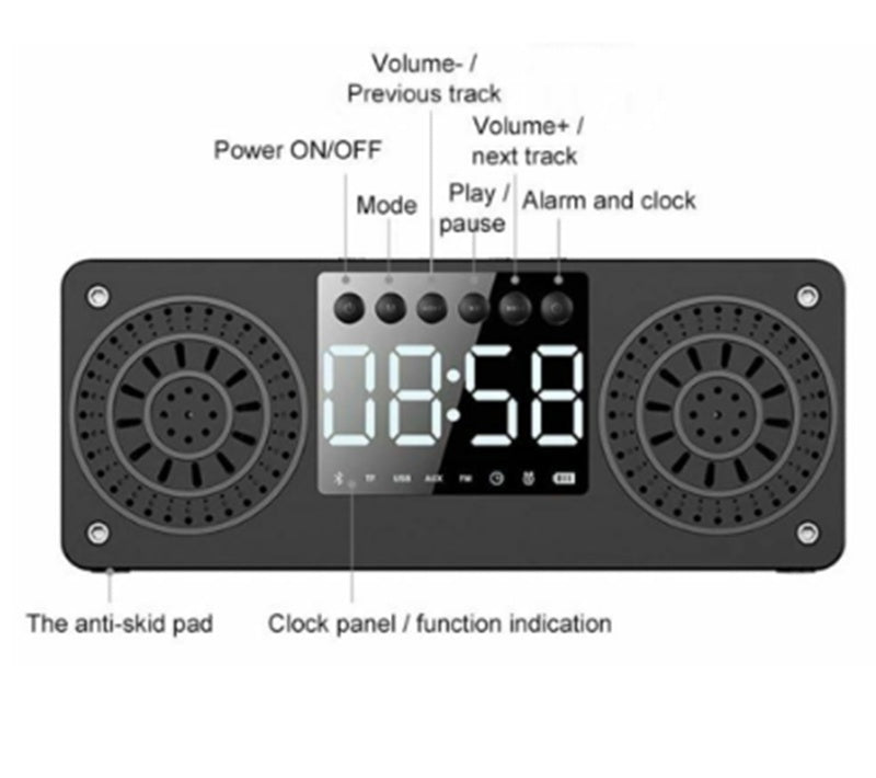 HKM-014675 Wooden Bluetooth Speaker with Subwoofer and Card Input, 1200mAh Battery