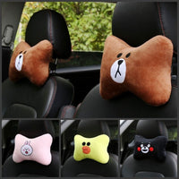 HKM-014739 Car Cervical Spine Neck Pillow - Plush Seat Decoration in Black and Brown
