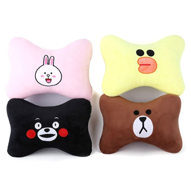 HKM-014739 Car Cervical Spine Neck Pillow - Plush Seat Decoration in Black and Brown