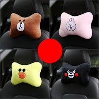HKM-014739 Car Cervical Spine Neck Pillow - Plush Seat Decoration in Black and Brown