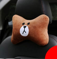 HKM-014739 Car Cervical Spine Neck Pillow - Plush Seat Decoration in Black and Brown