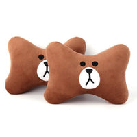 HKM-014739 Car Cervical Spine Neck Pillow - Plush Seat Decoration in Black and Brown