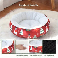 HKM-014739 Christmas-Themed Warm Pet Beds for Small and Medium Dogs and Cats, Available in Multiple Sizes