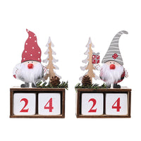 HKM-014739 Wooden Pine Cone Christmas Calendar Decoration for Seniors - 15cm x 9cm