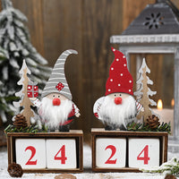 HKM-014739 Wooden Pine Cone Christmas Calendar Decoration for Seniors - 15cm x 9cm