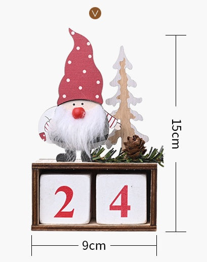 HKM-014739 Wooden Pine Cone Christmas Calendar Decoration for Seniors - 15cm x 9cm