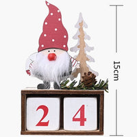 HKM-014739 Wooden Pine Cone Christmas Calendar Decoration for Seniors - 15cm x 9cm