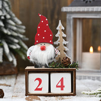 HKM-014739 Wooden Pine Cone Christmas Calendar Decoration for Seniors - 15cm x 9cm