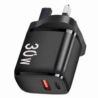 HKM-014867 Dual-Port Quick Charge USB Type-C Plug - White and Black Options Available