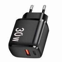 HKM-014867 Dual-Port Quick Charge USB Type-C Plug - White and Black Options Available