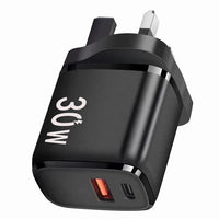 HKM-014867 Dual-Port Quick Charge USB Type-C Plug - White and Black Options Available