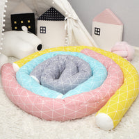 HKM-014931 Plaid Children's Bed with Baby Anti-Collision Soft Pillow Protection