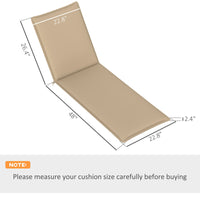 HKM-014995 Beige Foldable Outdoor Lounge Chair Cushion Set of 2, UV-Resistant and Splash-Proof, 76"x23" Dimensions