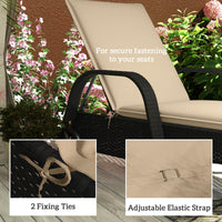 HKM-014995 Beige Foldable Outdoor Lounge Chair Cushion Set of 2, UV-Resistant and Splash-Proof, 76"x23" Dimensions