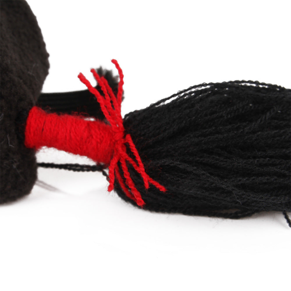 HKM-015123 Cat Halloween Hood Hat - Adjustable Black Pet Headgear with 10CM Braid for Festive Fun