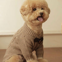 HKM-015187 Cozy Knitted Sweater for Schnauzers - Casual Style Dog Clothes in Green, White, and Brown