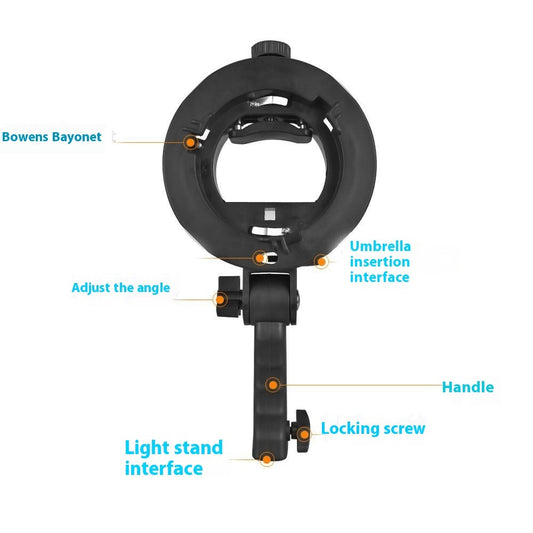 HKM-015187 S-Type Chuck Bracket for Flashlight - Handheld ABS Plastic Lamp Accessory, 250mm