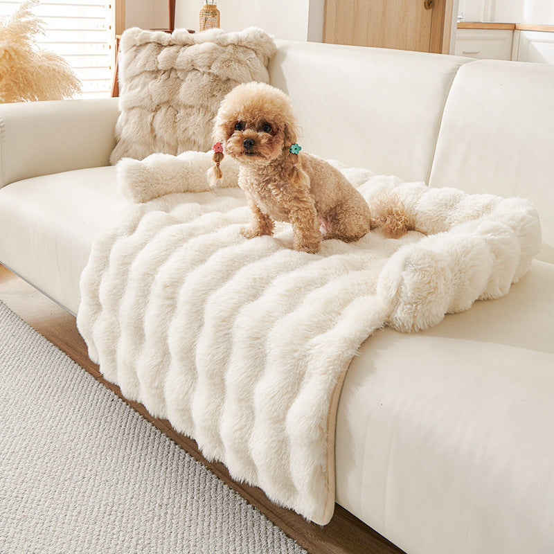 HKM-015379 Thick Plush Thermal Dog Mat with Non-Slip Base, 75x75cm