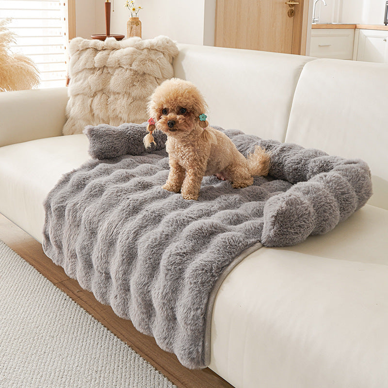 HKM-015379 Thick Plush Thermal Dog Mat with Non-Slip Base, 75x75cm