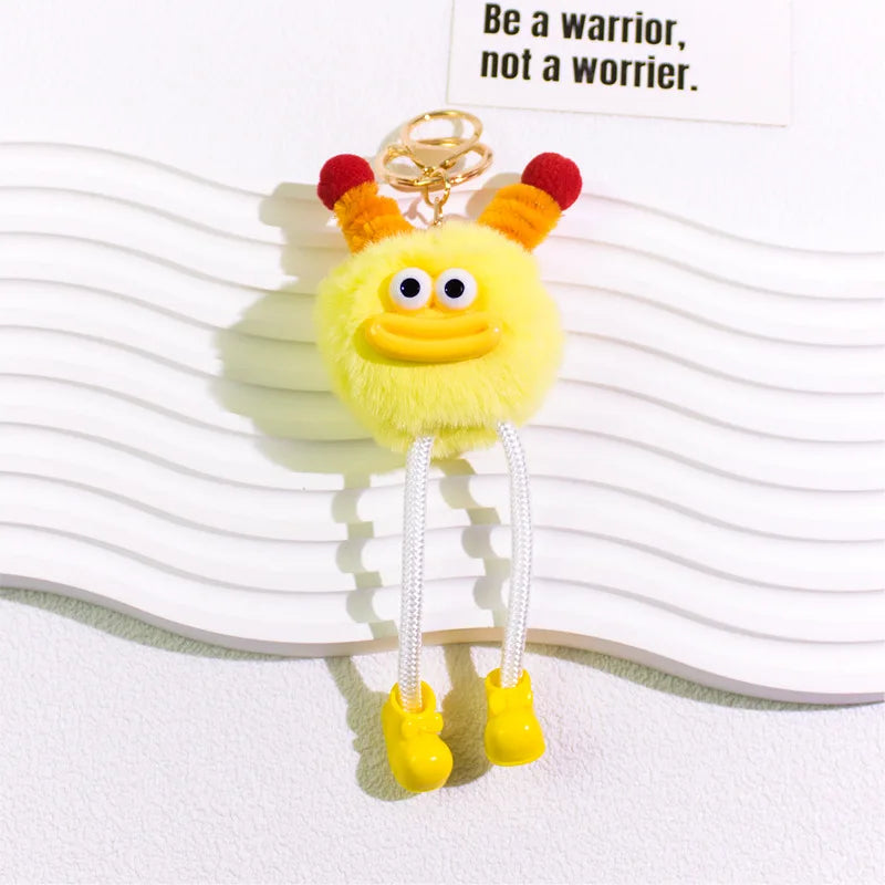 HKM-015443 Cute Cartoon Plush Keychain Doll for Kids - Small Coal Ball Car Accessory