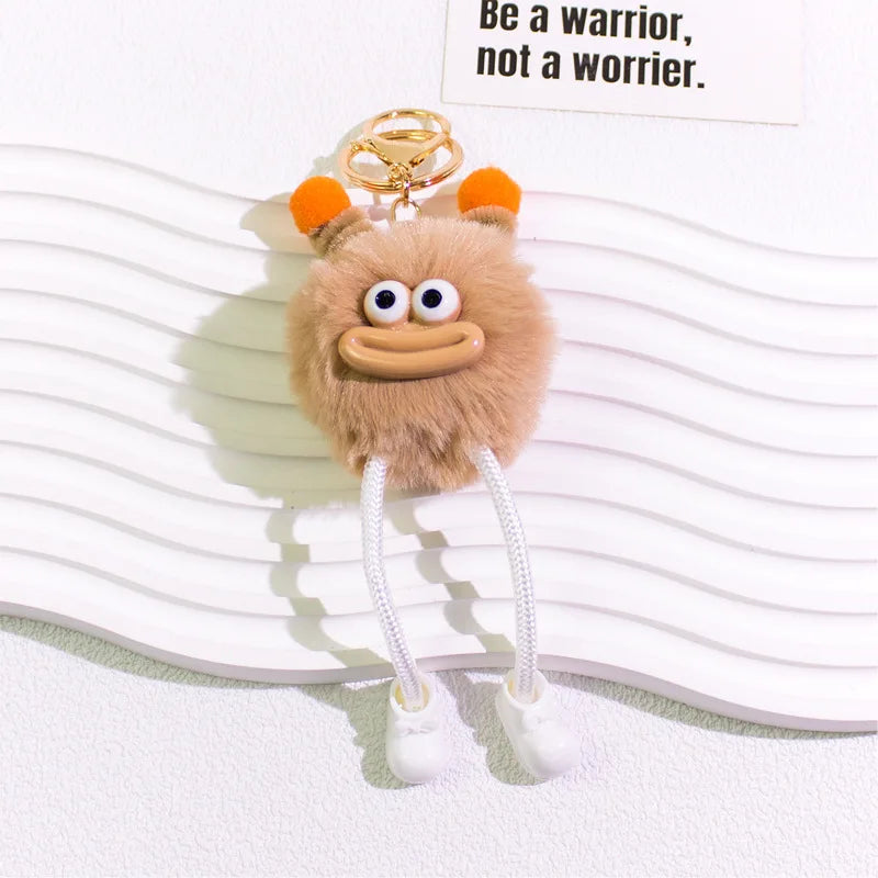 HKM-015443 Cute Cartoon Plush Keychain Doll for Kids - Small Coal Ball Car Accessory