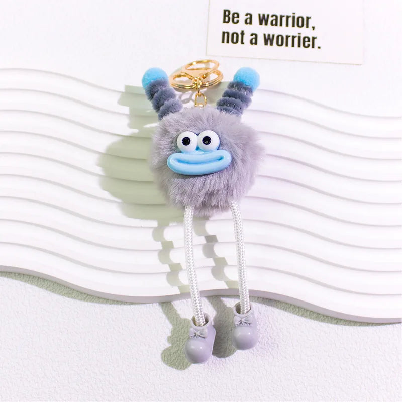 HKM-015443 Cute Cartoon Plush Keychain Doll for Kids - Small Coal Ball Car Accessory