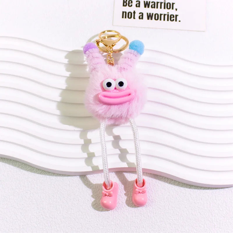 HKM-015443 Cute Cartoon Plush Keychain Doll for Kids - Small Coal Ball Car Accessory