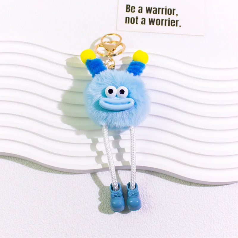 HKM-015443 Cute Cartoon Plush Keychain Doll for Kids - Small Coal Ball Car Accessory