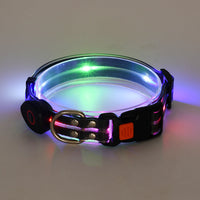 HKM-015443 Rechargeable LED Luminous Pet Collar with Nylon Tow Rope - Adjustable, Colorful Light Modes, Durable Design