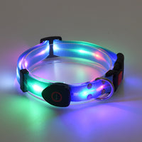 HKM-015443 Rechargeable LED Luminous Pet Collar with Nylon Tow Rope - Adjustable, Colorful Light Modes, Durable Design