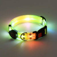 HKM-015443 Rechargeable LED Luminous Pet Collar with Nylon Tow Rope - Adjustable, Colorful Light Modes, Durable Design