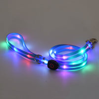 HKM-015443 Rechargeable LED Luminous Pet Collar with Nylon Tow Rope - Adjustable, Colorful Light Modes, Durable Design