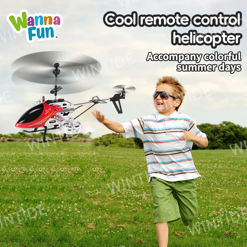 HKM-015571 2.4G RC Airplane Helicopter Model with LED Searchlight, 4.5CH Remote Control for Outdoor Fun