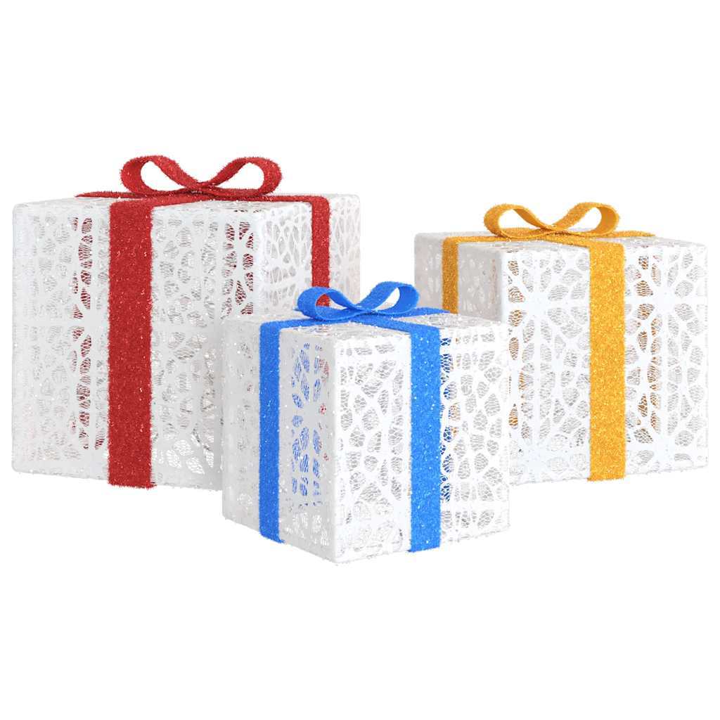HKM-015571 Illuminated Christmas Gift Box Set with 64 LEDs, 8 Lighting Modes, Warm White - 3 Pieces