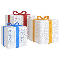 HKM-015571 Illuminated Christmas Gift Box Set with 64 LEDs, 8 Lighting Modes, Warm White - 3 Pieces