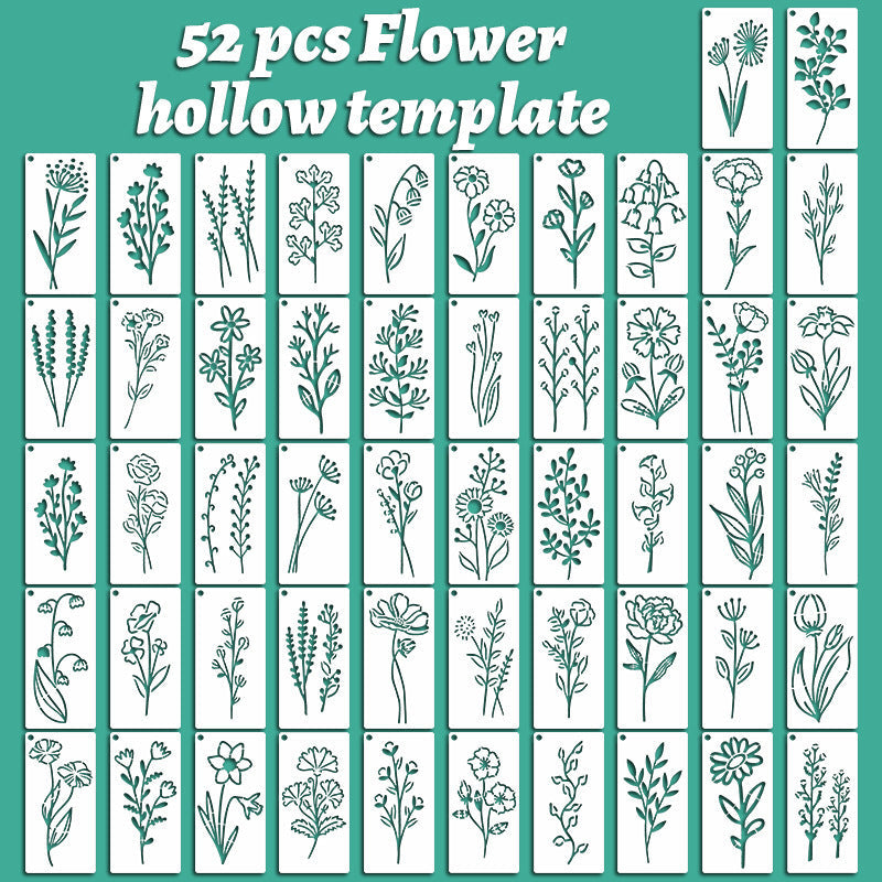 HKM-015699 Floral Spray Painting Template Set with Various Designs and Textures