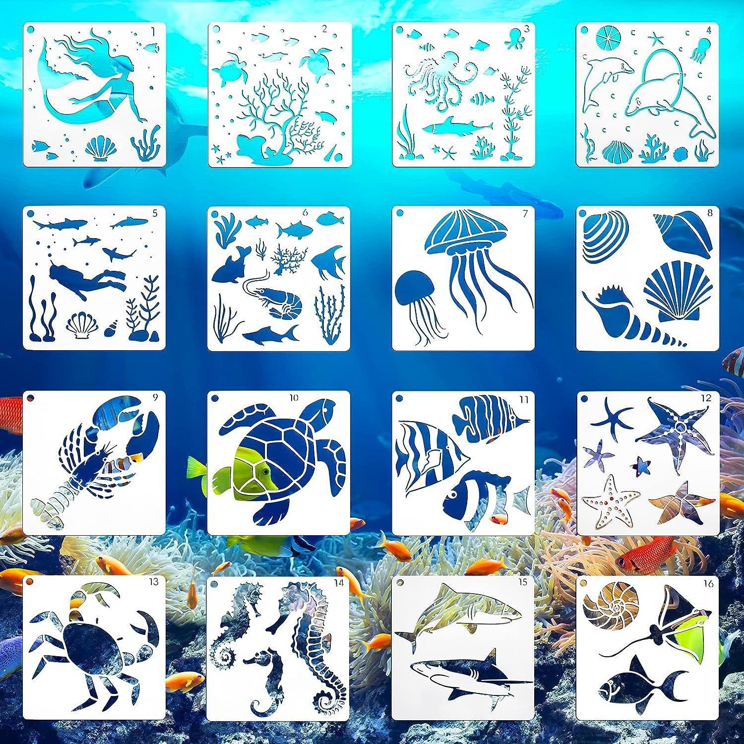 HKM-015699 Floral Spray Painting Template Set with Various Designs and Textures